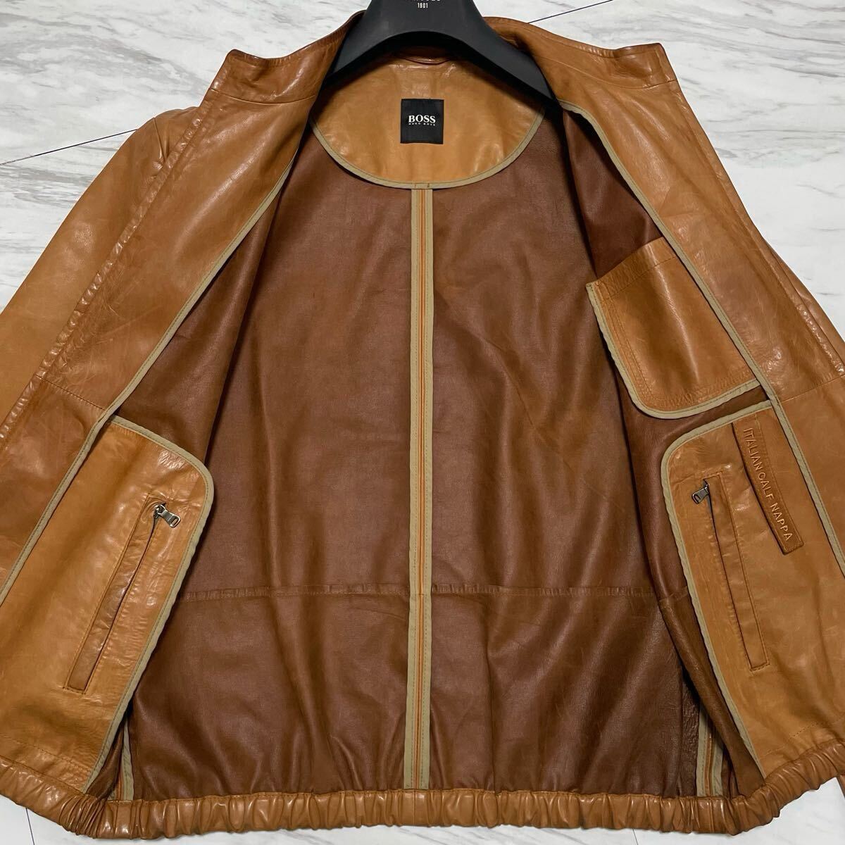 希少XL相当○ヒューゴボス【渋さ際立つ逸品】HUGO BOSS レザー 希少XL相当○ヒューゴボス【渋さ際立つ逸品】HUGO BOSS レザー
