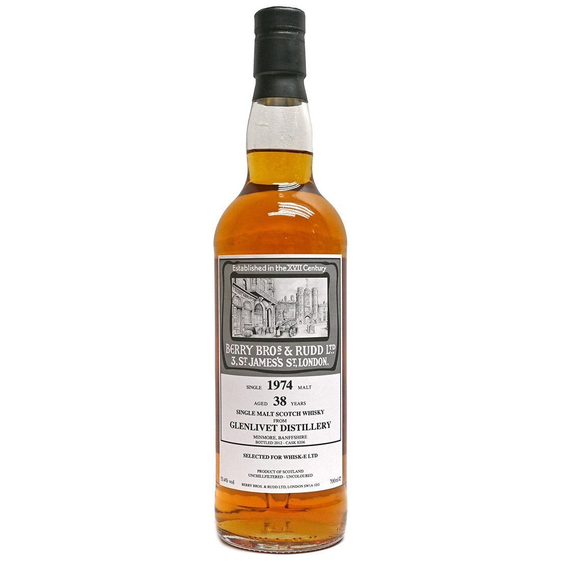 Berry Brothers&Rudd【ベリーブラザーズ＆ラッド】グレンリベット 38年 1972-2012 シングルモルトスコッチ 53.4度/700ml 未開栓【中古】