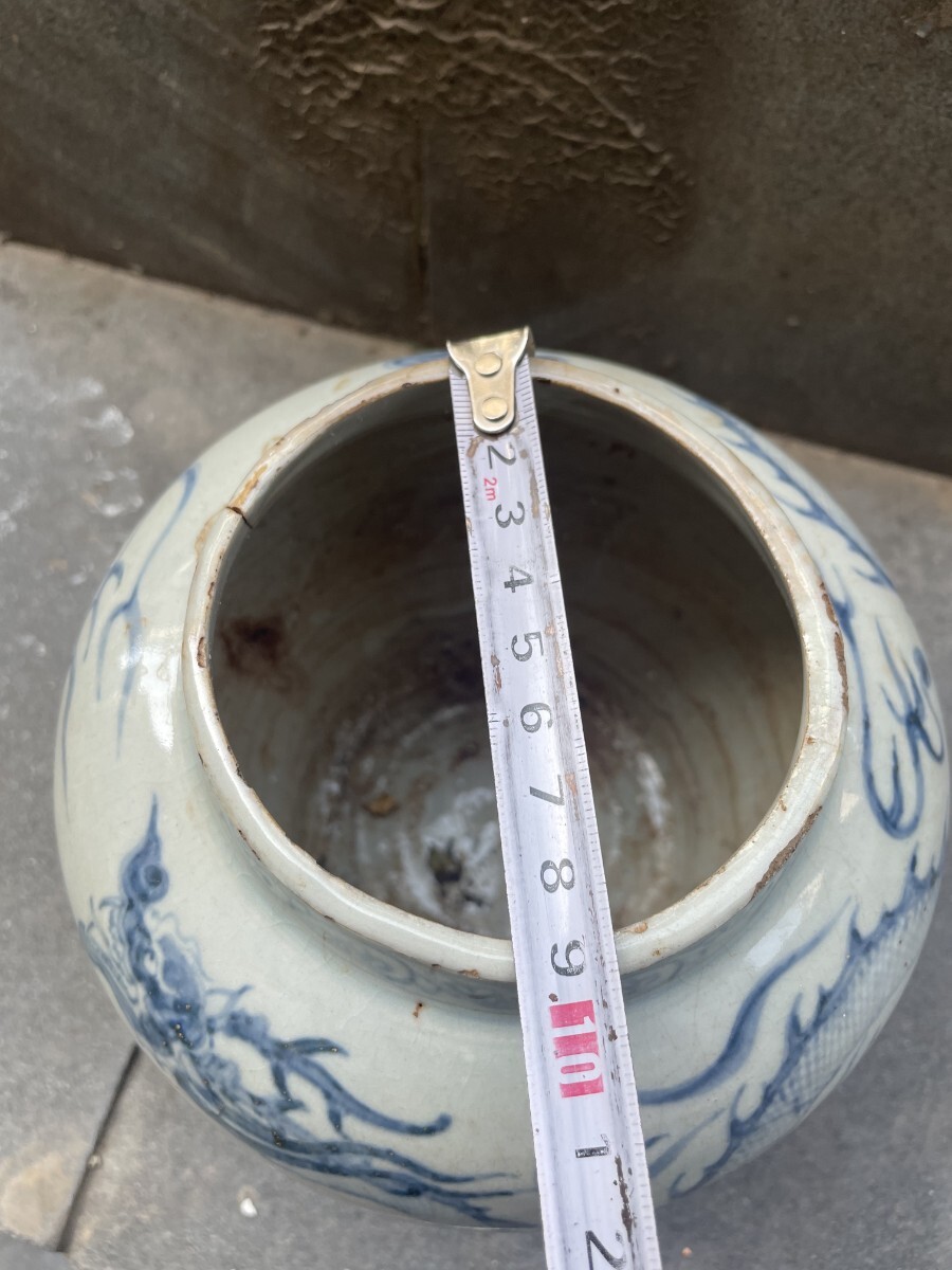 萬藏】中国 明時代 青花龍紋 壺 骨董 古玩 中国美術 茶道具 当時 萬藏】中国 明時代 青花龍紋 壺 骨董 古玩 中国美術 茶道具 当時