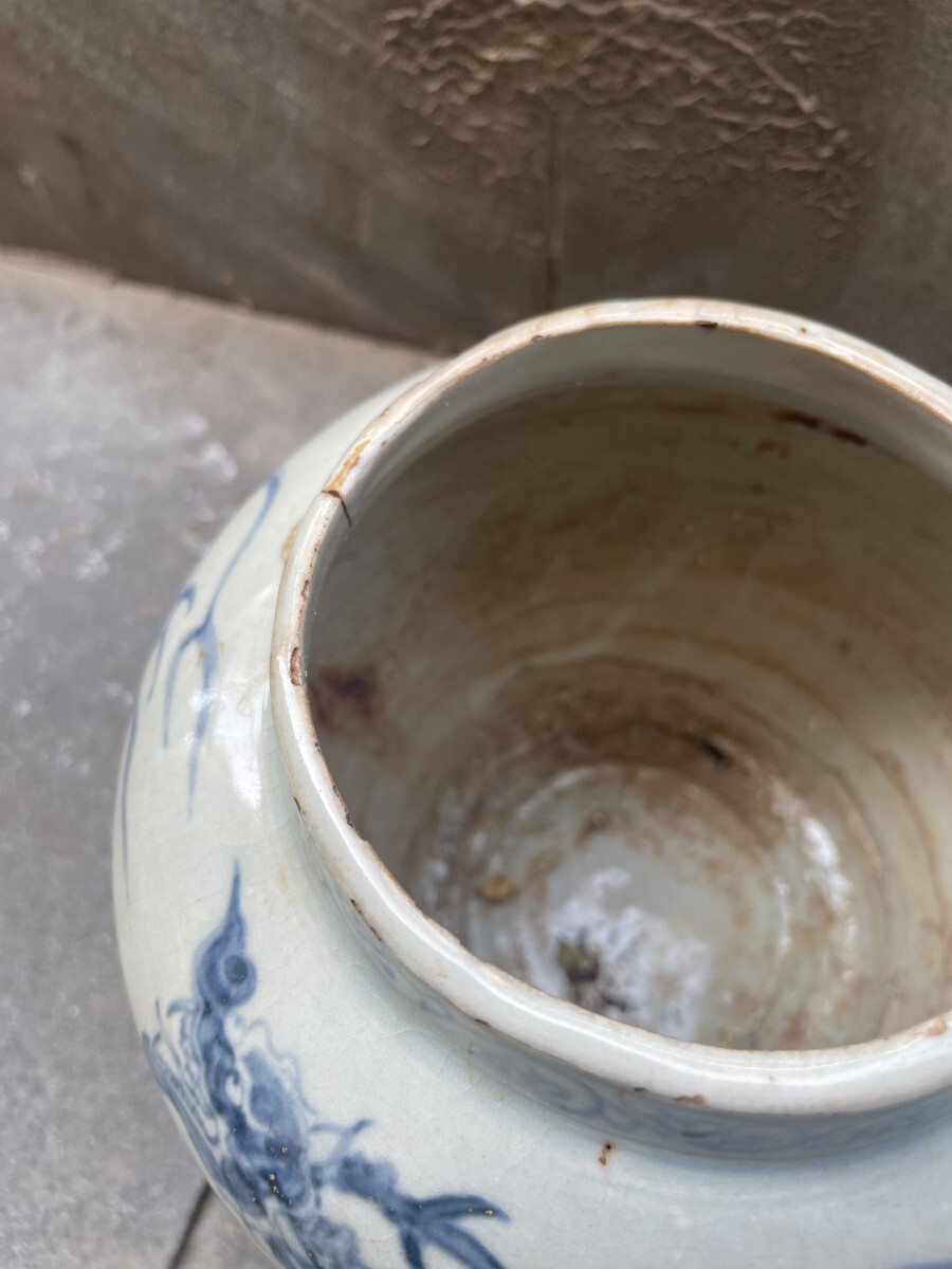 萬藏】中国 明時代 青花龍紋 壺 骨董 古玩 中国美術 茶道具 当時 萬藏】中国 明時代 青花龍紋 壺 骨董 古玩 中国美術 茶道具 当時
