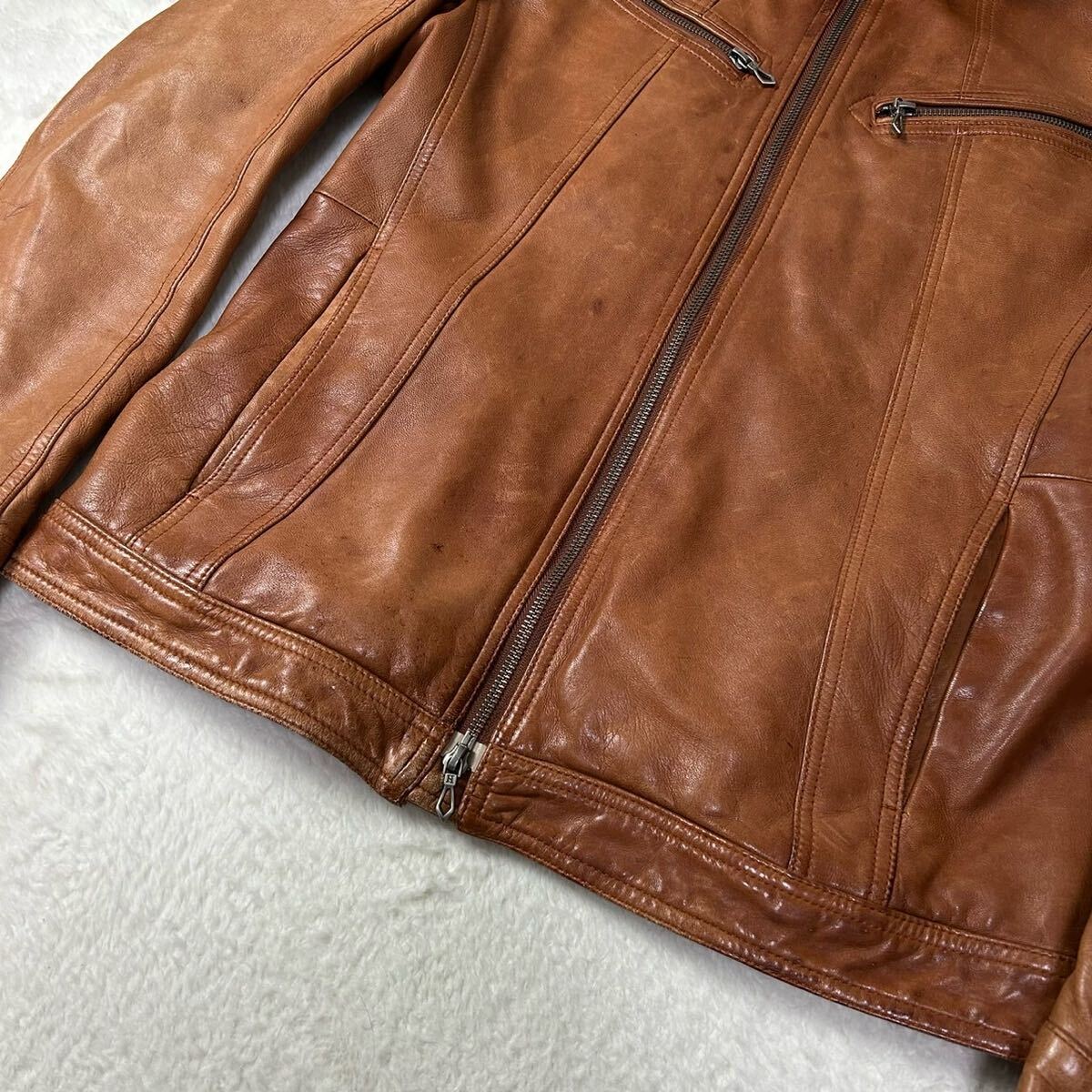 Lサイズ【キャメル ラムレザー 】ハルフ Haruf ライダース Lサイズ【キャメル ラムレザー 】ハルフ Haruf ライダース