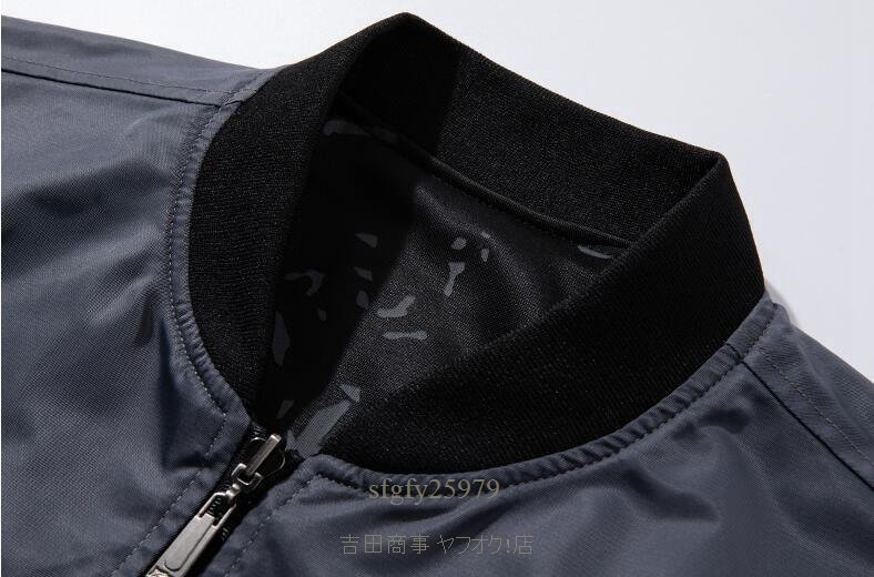 A6725新品春夏フライトジャケット メンズスタジャン 両面着 ワッペン 紳士 野球服ゆったり ブルゾン アウトドア アメカジ 黒 M~3XL_画像9