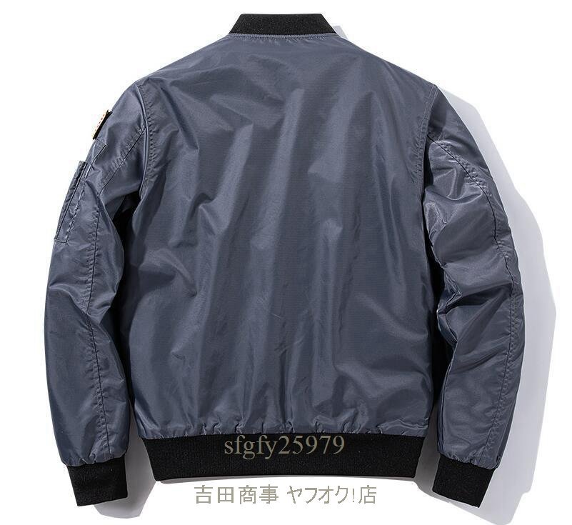 A6725新品春夏フライトジャケット メンズスタジャン 両面着 ワッペン 紳士 野球服ゆったり ブルゾン アウトドア アメカジ 黒 M~3XL_画像8