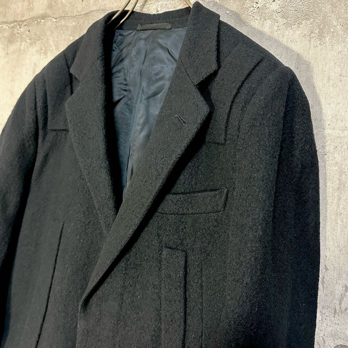 LANVIN ロングコート チェスターコート比翼開き 黒 ウール LANVIN ロングコート チェスターコート比翼開き 黒 ウール