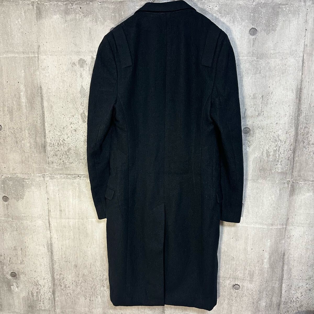 LANVIN ロングコート チェスターコート比翼開き 黒 ウール LANVIN ロングコート チェスターコート比翼開き 黒 ウール
