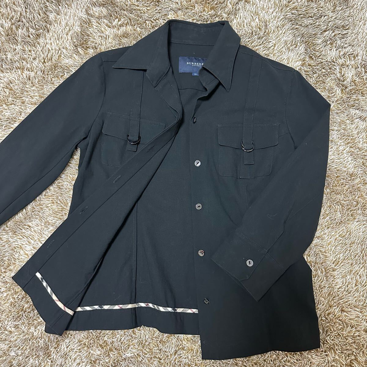 38 BURBERRY London シャツジャケット 黒 ベルト ジャケット 38 BURBERRY London シャツジャケット 黒 ベルト ジャケット