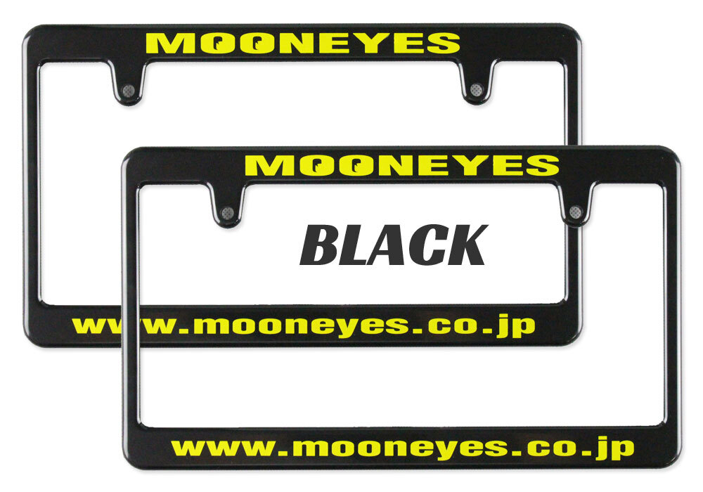 ムーンアイズ ナンバーフレーム ナンバープレート フレーム ライセンスフレーム MG058 ブラック MOONEYESロゴ イエロー 2枚セット