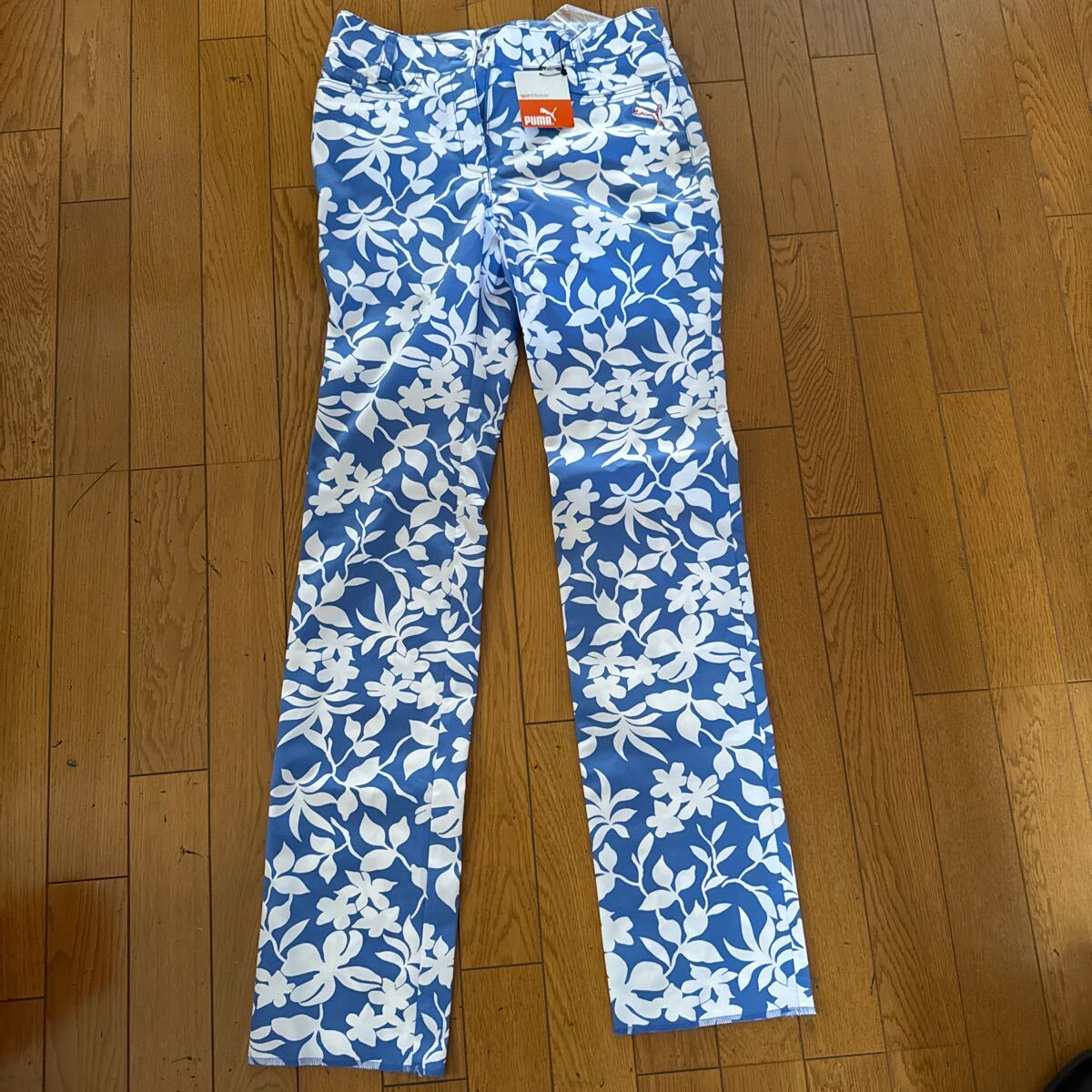 プーマゴルフ パンツ 総柄 花柄 ブルー レディース W64