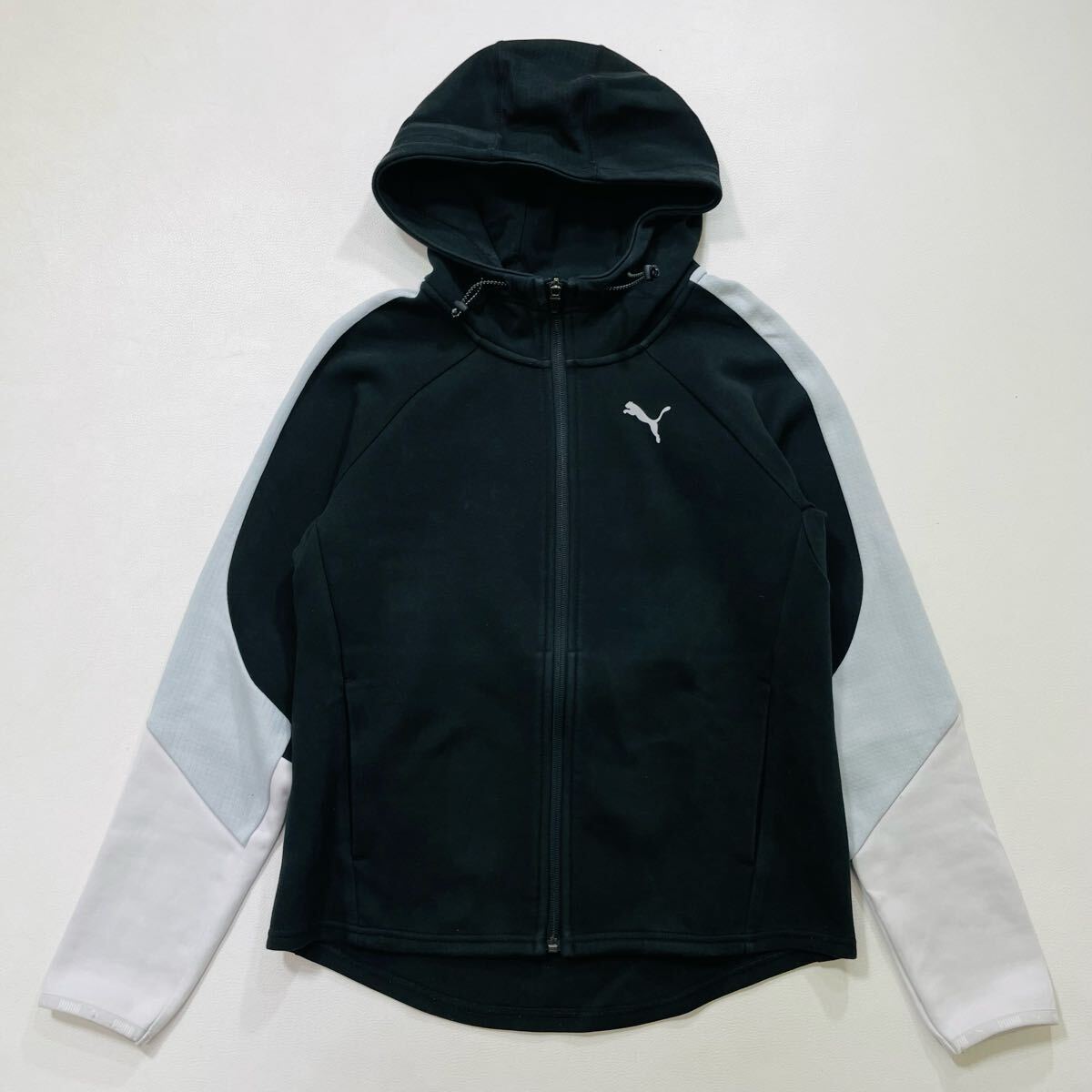 333 PUMA プーマ EVOSTRIPE エヴォストライプ フーデッド ジャケット M パーカー ジップアップ レディース スポーツ トレーニング 50409K_画像1