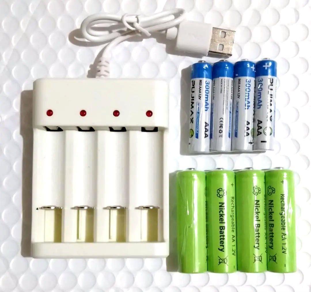 Usb式充電器 4スロット 単3/単4(付屬)ニッケル水素充電池専用
