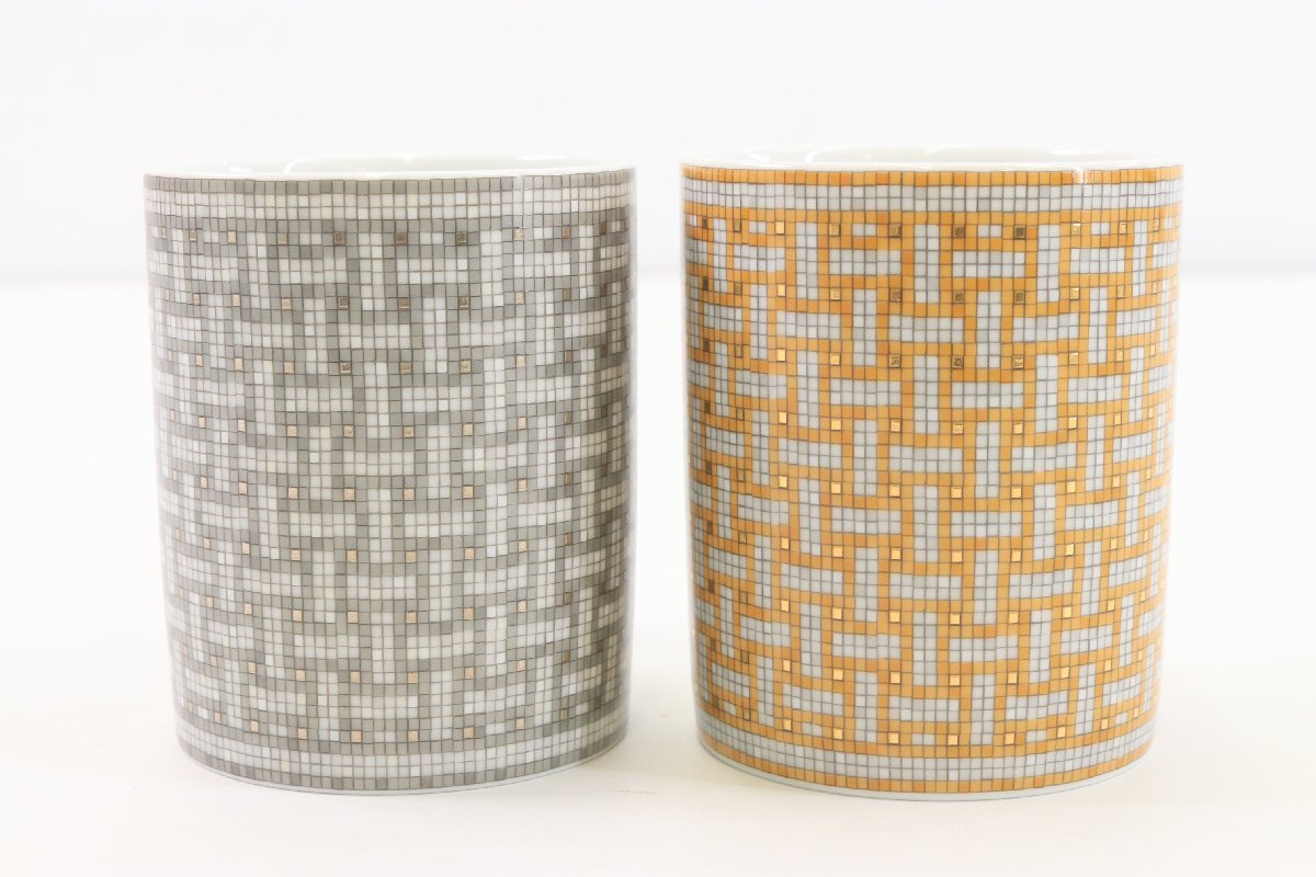 2点】HERMES エルメス マグカップ モザイク24 コップ 食器 陶器 2点】HERMES エルメス マグカップ モザイク24 コップ 食器 陶器