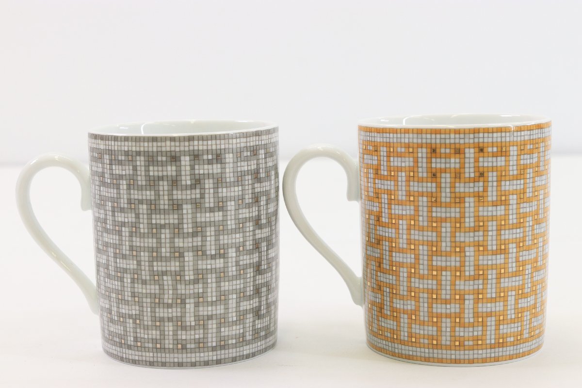 2点】HERMES エルメス マグカップ モザイク24 コップ 食器 陶器 2点】HERMES エルメス マグカップ モザイク24 コップ 食器 陶器