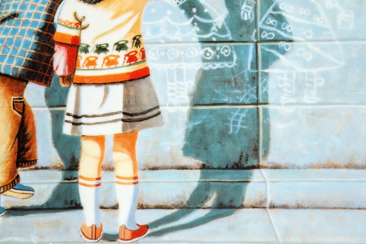 望月一雄 九谷焼陶板「落書き」画寸4号 東京都出身 一枚の繪