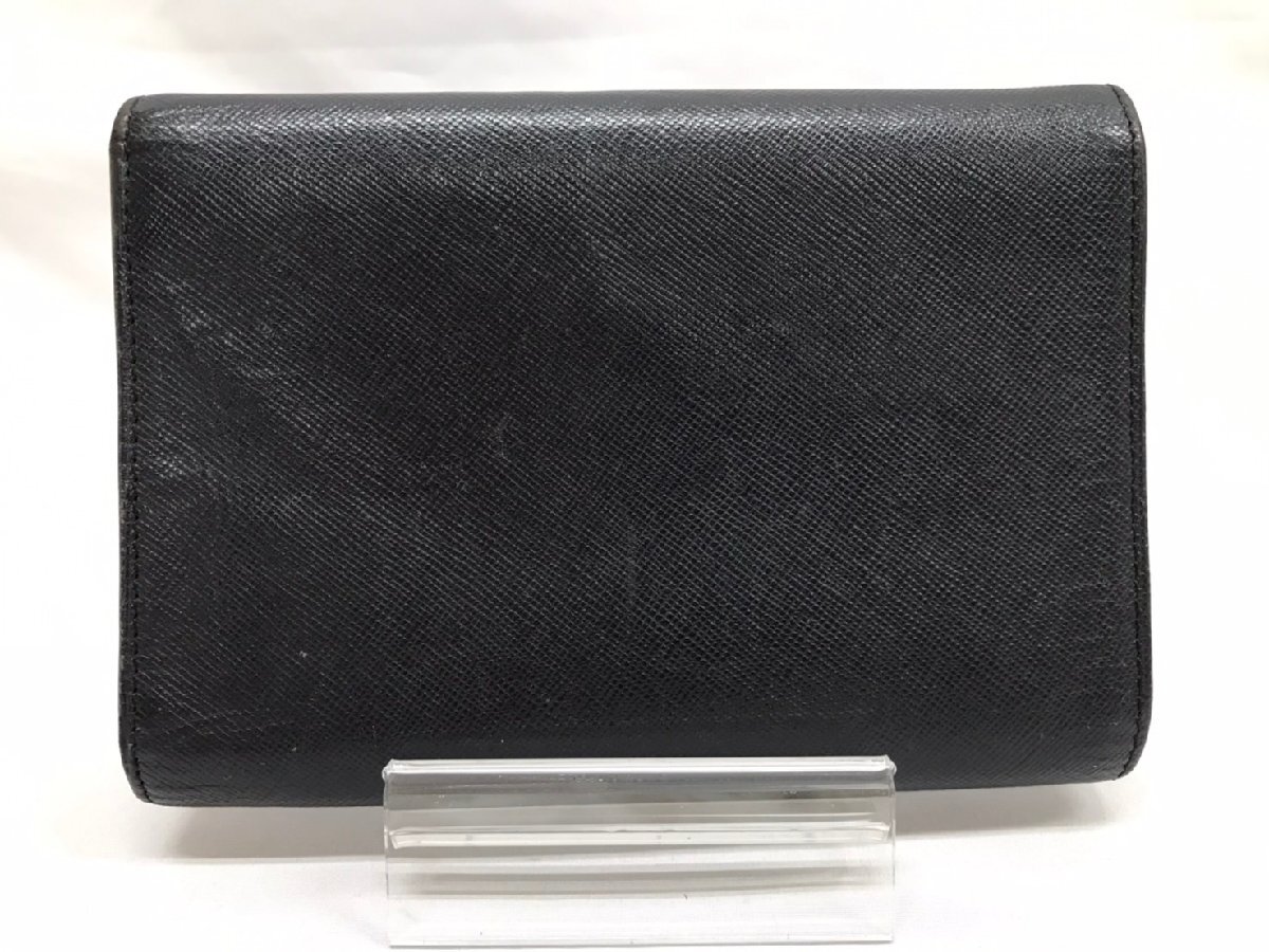 ◇◇PRADA プラダ サフィアーノ レザー 三つ折り財布 ブラック系 ◇◇PRADA プラダ サフィアーノ レザー 三つ折り財布 ブラック系