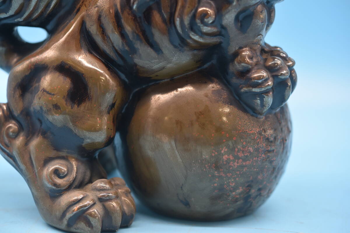 QY4-96【現状品】九谷焼 玉乗り獅子 狛犬 シーサー 八幡窯 須栄 QY4-96【現状品】九谷焼 玉乗り獅子 狛犬 シーサー 八幡窯 須栄