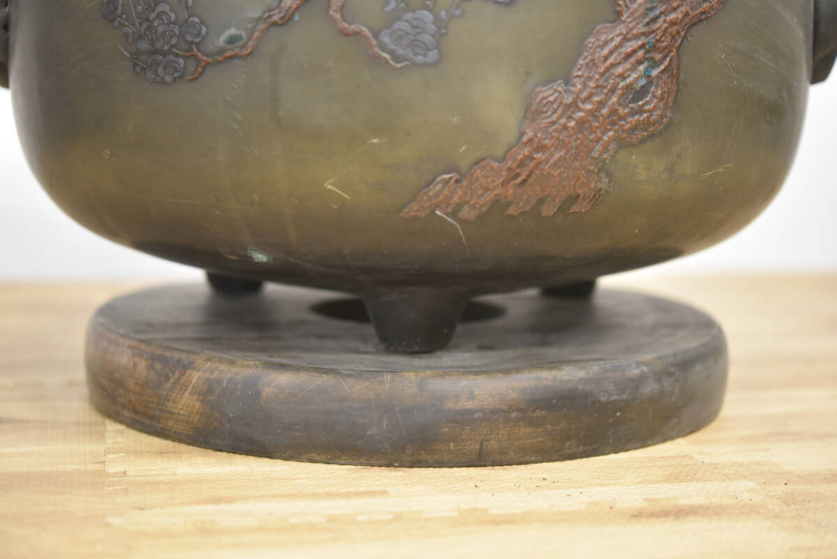QY4-143【現状品】大火鉢 三足火鉢 古銅 銅器 銅製 古道具 QY4-143【現状品】大火鉢 三足火鉢 古銅 銅器 銅製 古道具