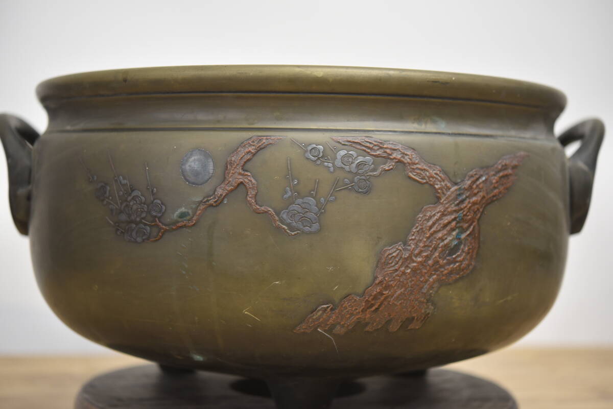 QY4-143【現状品】大火鉢 三足火鉢 古銅 銅器 銅製 古道具 QY4-143【現状品】大火鉢 三足火鉢 古銅 銅器 銅製 古道具