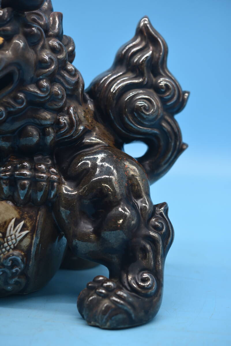 QY4-96【現状品】九谷焼 玉乗り獅子 狛犬 シーサー 八幡窯 須栄 QY4-96【現状品】九谷焼 玉乗り獅子 狛犬 シーサー 八幡窯 須栄