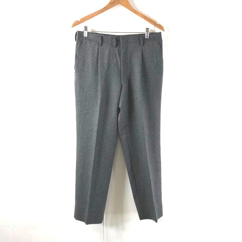 ダックス Daks LONDON パンツ スラックス 厚手 羊毛100％ ミックス生地 タック 日本制 チャコールグレー系 85サイズ 946684