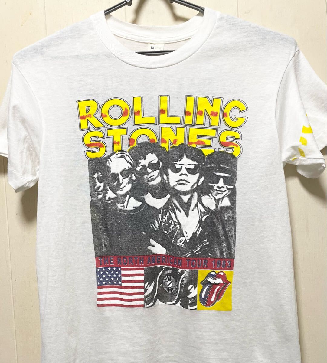 USA製ローリングストーンズ古着TシャツMバンドTロックTスクリーンスターズ USA製ローリングストーンズ古着TシャツMバンドTロックT