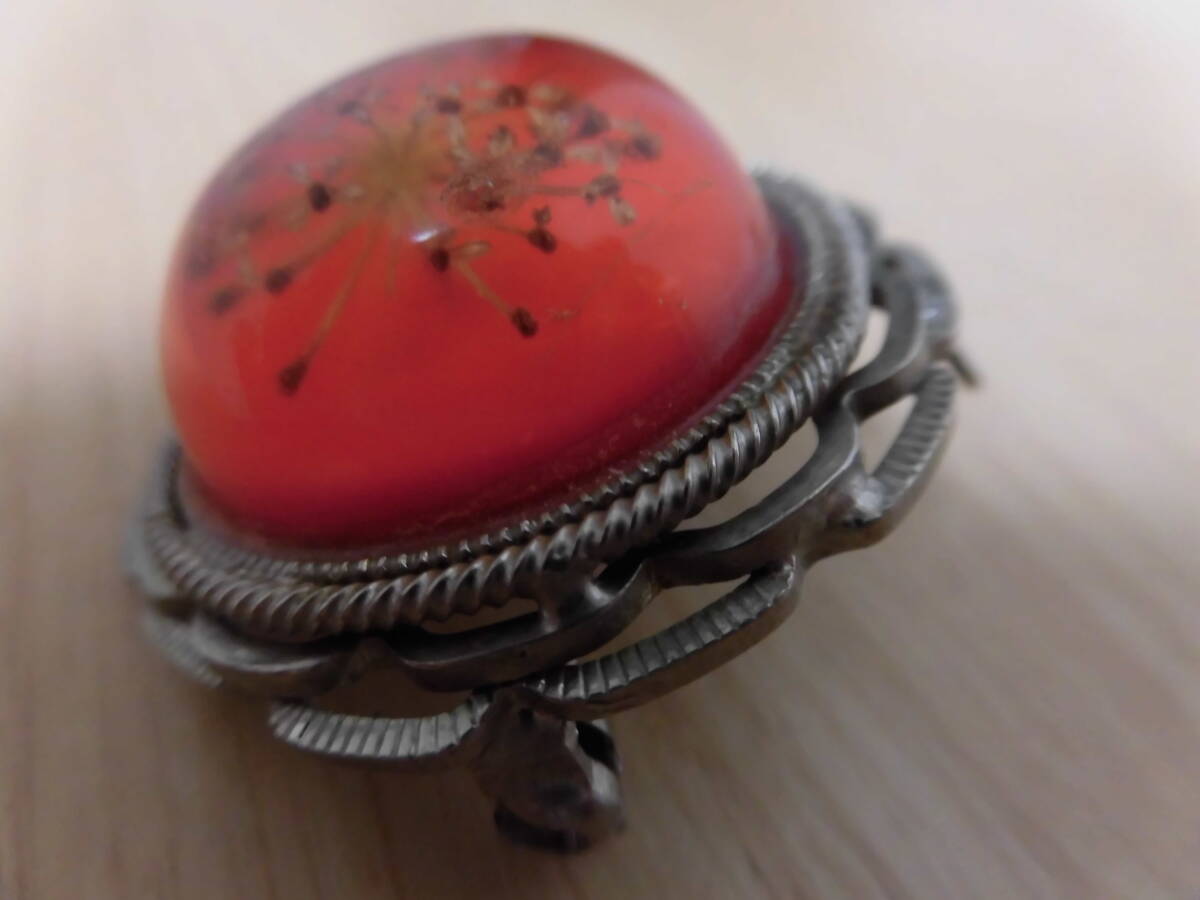 中古品★昭和レトロ　ヴィンテージ　アンティーク★水中花　花　ブローチ　ネックレストップ★1個_画像5