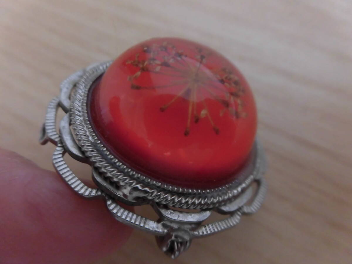 中古品★昭和レトロ　ヴィンテージ　アンティーク★水中花　花　ブローチ　ネックレストップ★1個_画像4