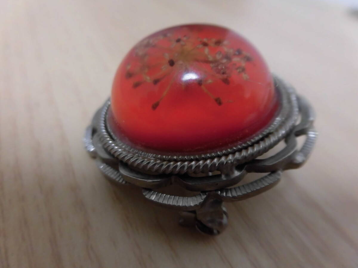 中古品★昭和レトロ　ヴィンテージ　アンティーク★水中花　花　ブローチ　ネックレストップ★1個_画像6