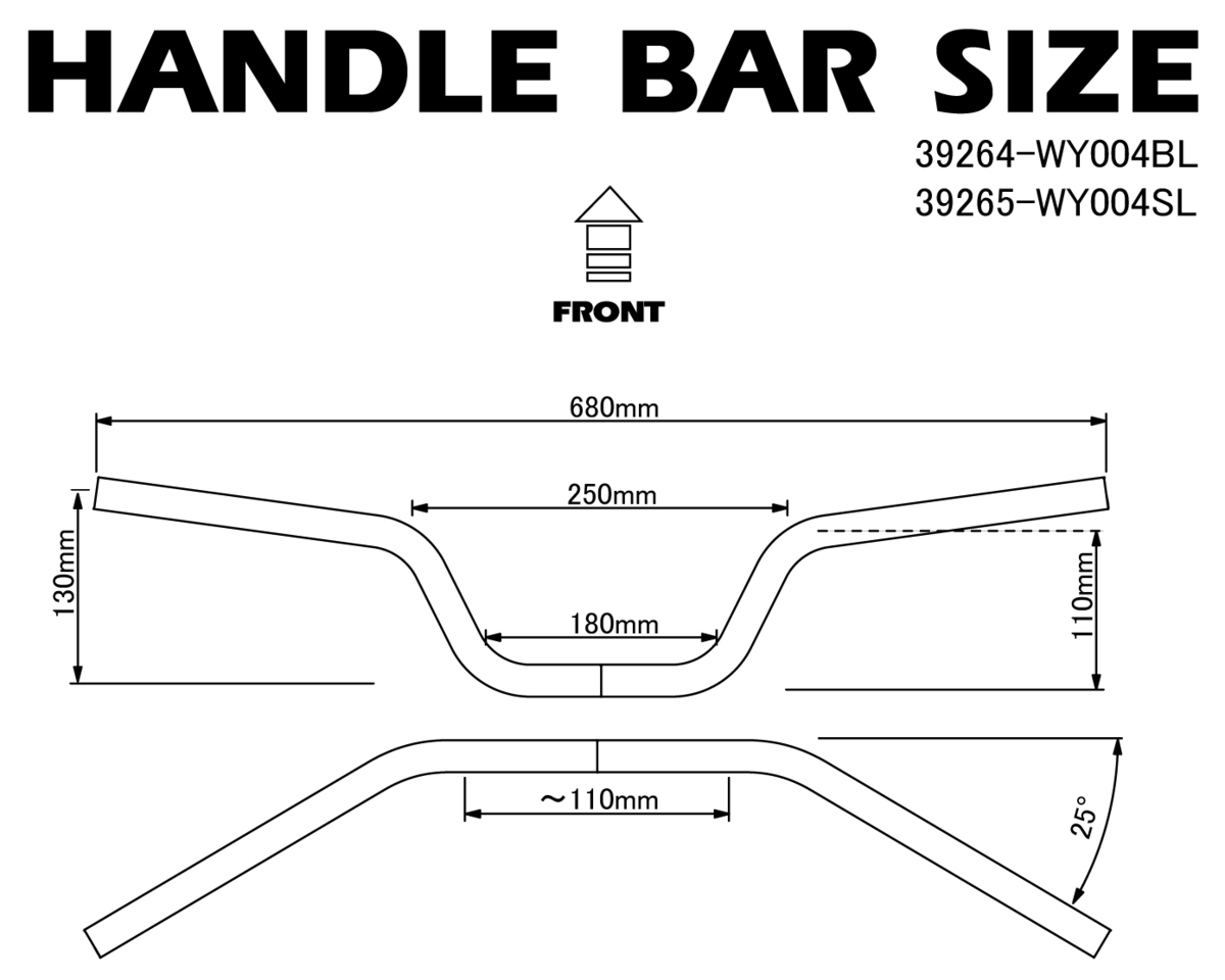 アルミハンドルバー 径 22mm 高さ 110mm 青 ブルー BL 新品 VTR250 HORNET CB400SS CB400Four CB400SF VTEC VFR750 CB750F CB1300SF_画像2