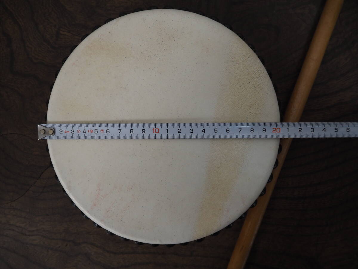 沖縄 パーランクー 直径21cm バチ付き 水牛皮製 伝統芸能 沖縄 パーランクー 直径21cm バチ付き 水牛皮製 伝統芸能