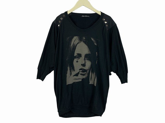 HYSTERIC GLAMOUR / ヒステリック?グラマー カットソー 七分袖 ヒスガール スタッズ ドルマン袖 サイズ : F(フリー) ブラック