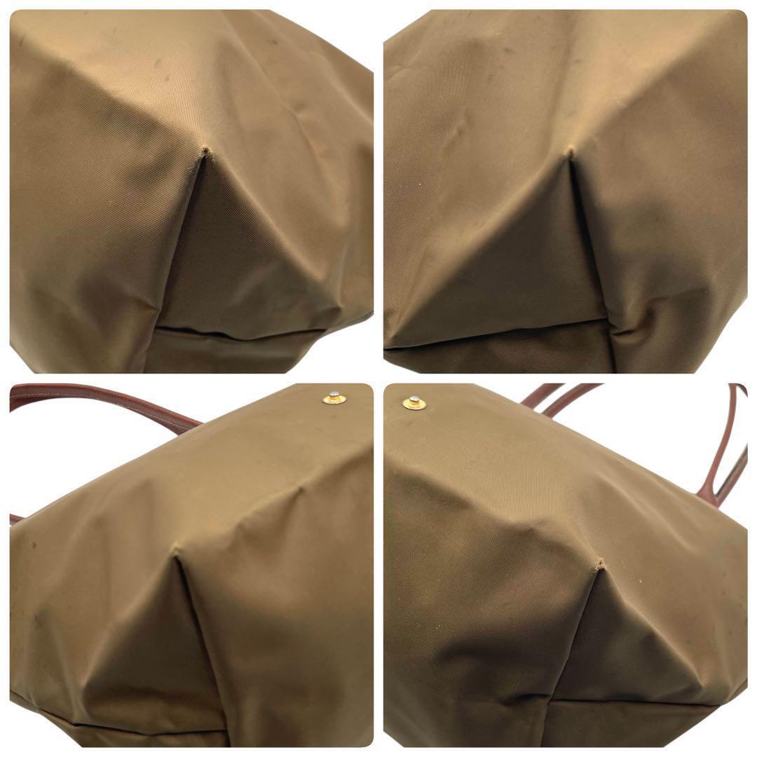 良品　LONGCHAMP　ロンシャン　トートバッグ　ショルダーバッグ　ナイロン　レザー　型押し