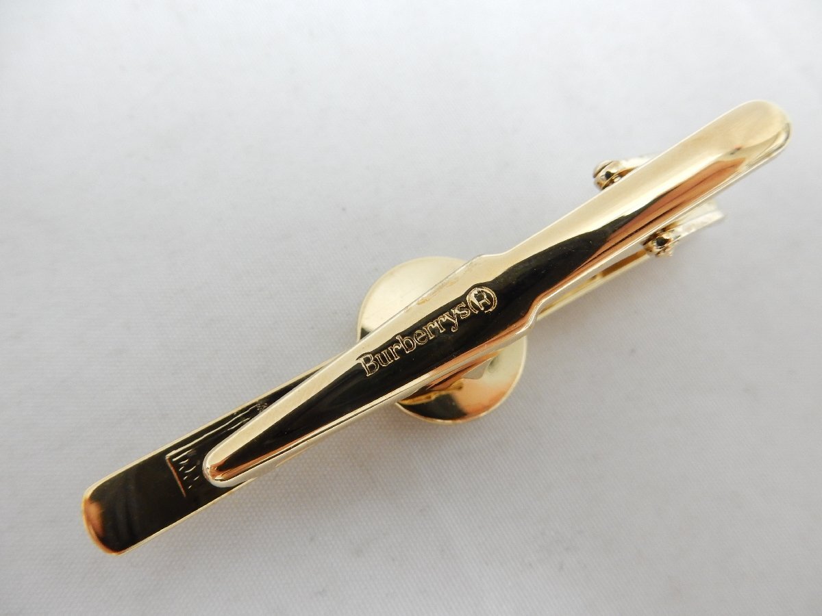 Burberry バーバリ ネクタイピン タイピン ゴールドカラー メンズ アクセサリー ケース付 USED /2504D