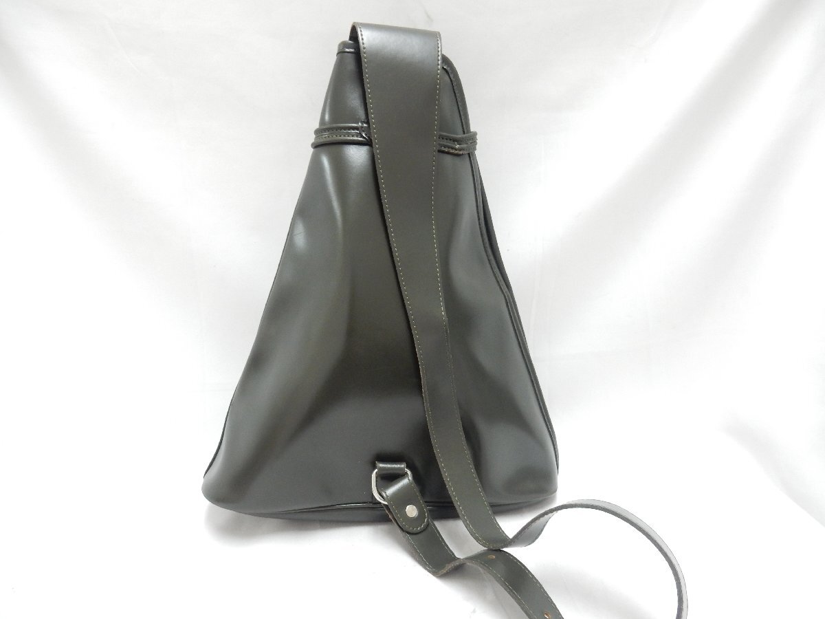 LONGCHAMP ロンシャン レザー ロゴ型押し リュックサック モスグリーン系 USED /2504D