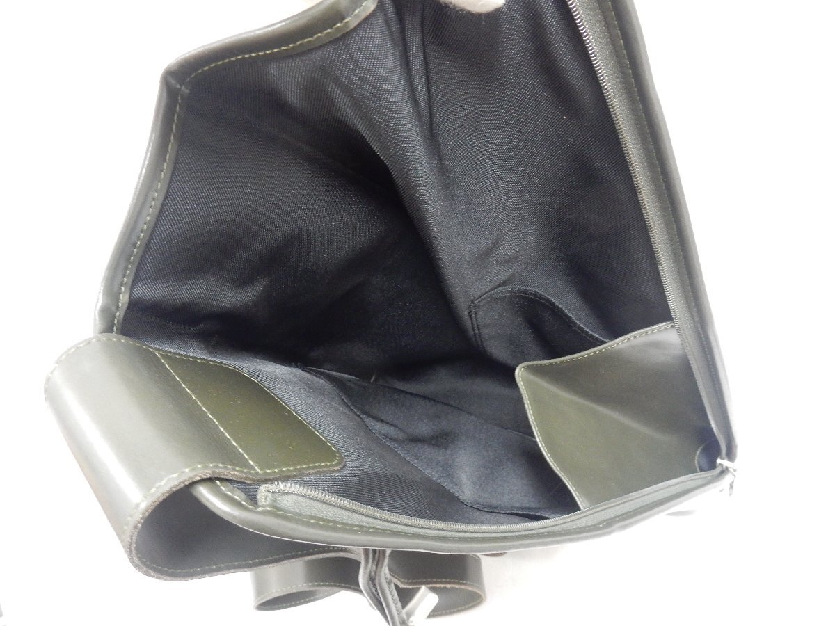 LONGCHAMP ロンシャン レザー ロゴ型押し リュックサック モスグリーン系 USED /2504D