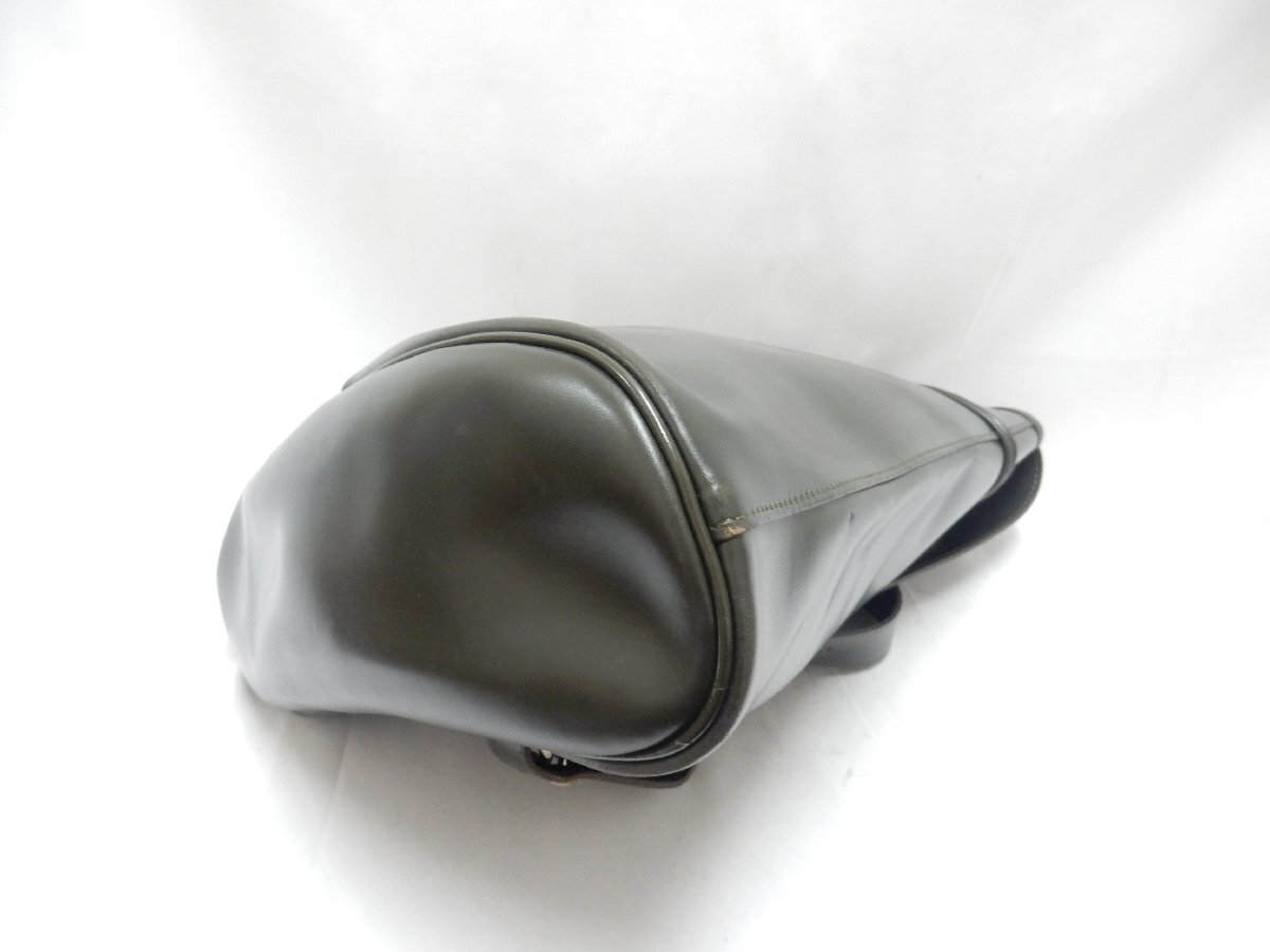 LONGCHAMP ロンシャン レザー ロゴ型押し リュックサック モスグリーン系 USED /2504D