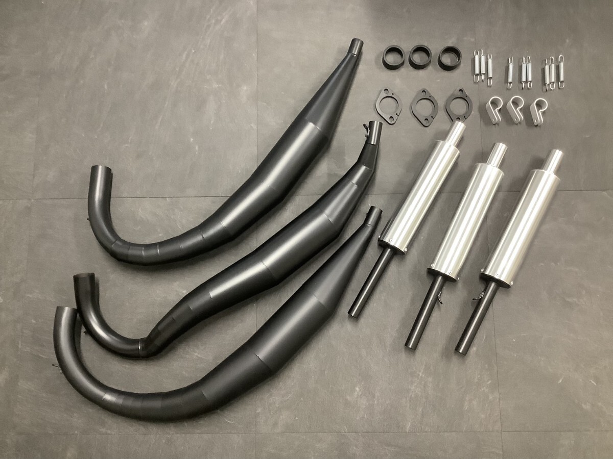 未使用品】KH250 250SS 350SS クロスチャンバーマフラー 黒 未使用品】KH250 250SS 350SS クロスチャンバーマフラー 黒