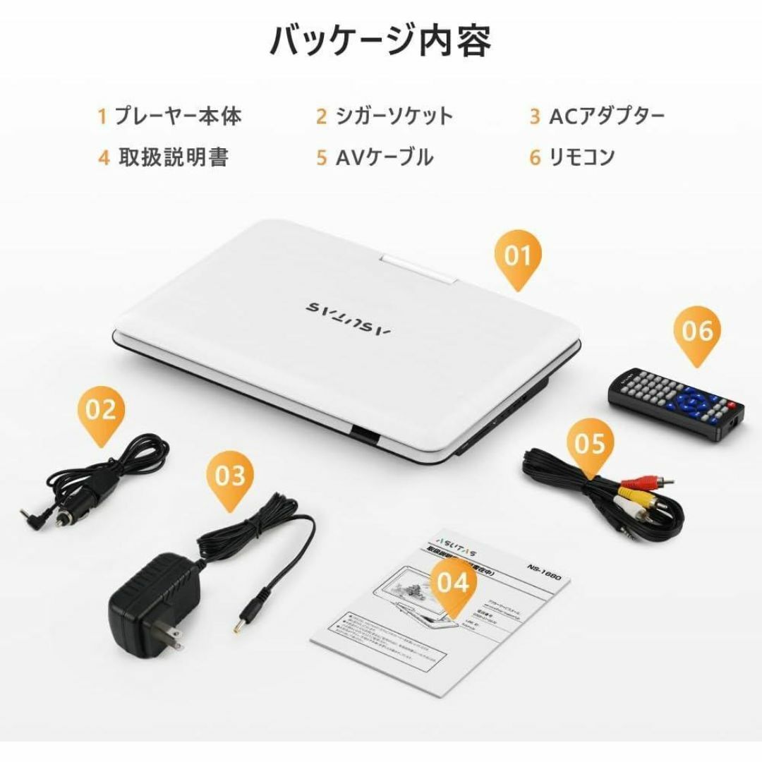 ポータブルdvdプレーヤー 17.9型 14インチ 5000mAhバッテリー