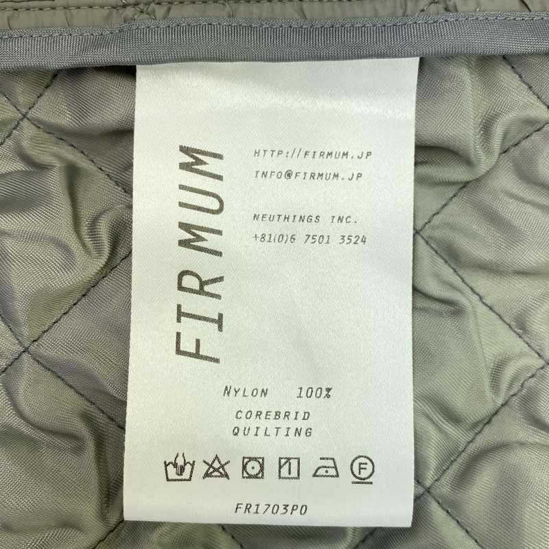 【中古】FIRMUM 24AW キルティングプルオーバー サイズXS グレー FR1703PO[240019487728]