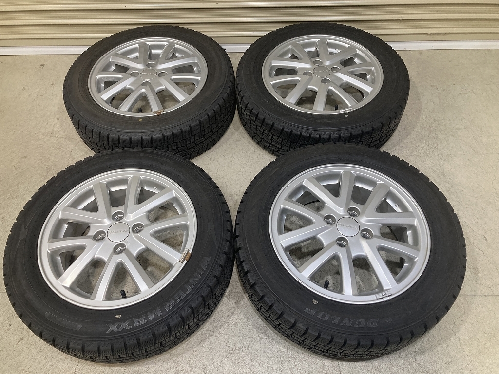 バリ溝 Modulo ホンダ 純正OP 15インチ 5.5J +45 PCD100 4H DUNLOP WM02 175/65R15 4本 フィット フリード グレイス (P1692)