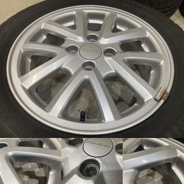 バリ溝 Modulo ホンダ 純正OP 15インチ 5.5J +45 PCD100 4H DUNLOP WM02 175/65R15 4本 フィット フリード グレイス (P1692)