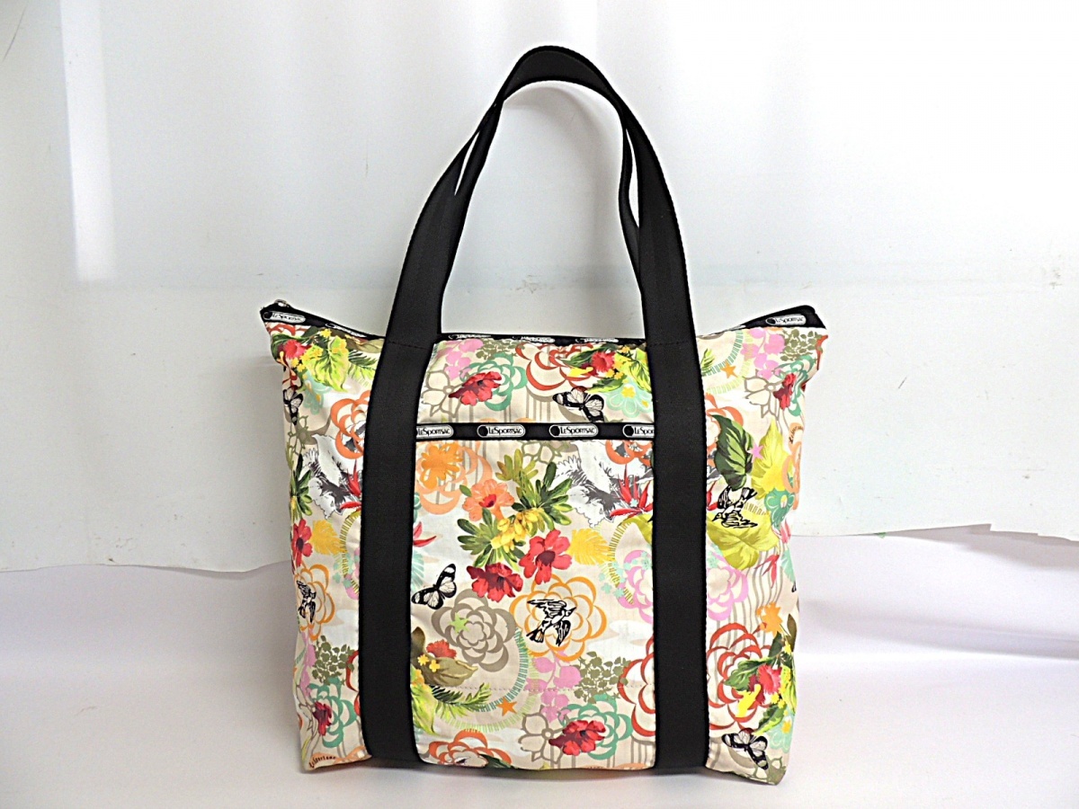 中古　LeSportsac　レスポートサック 　トートバッグ　 花　蝶　鳥 総柄　バッグ　管15