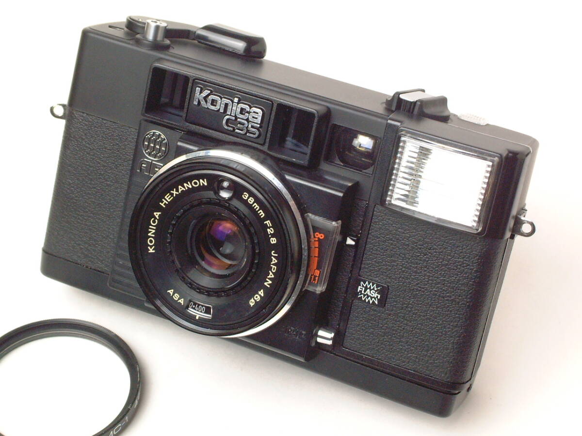 Konica C35 AF 38mm F2.8 外観程度良品 (美品中古/通電/動作確認 Konica C35 AF 38mm F2.8 外観程度良品 (美品中古/通電/動作確認