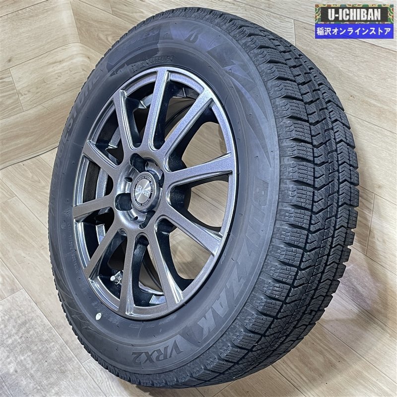 MAZDA2 デミオ E12ノート イスト 等 Bwin 5.5-15+38 4H100 ブリヂストン VRX2 185/65R15 15インチ スタッドレス 4本セット 009k