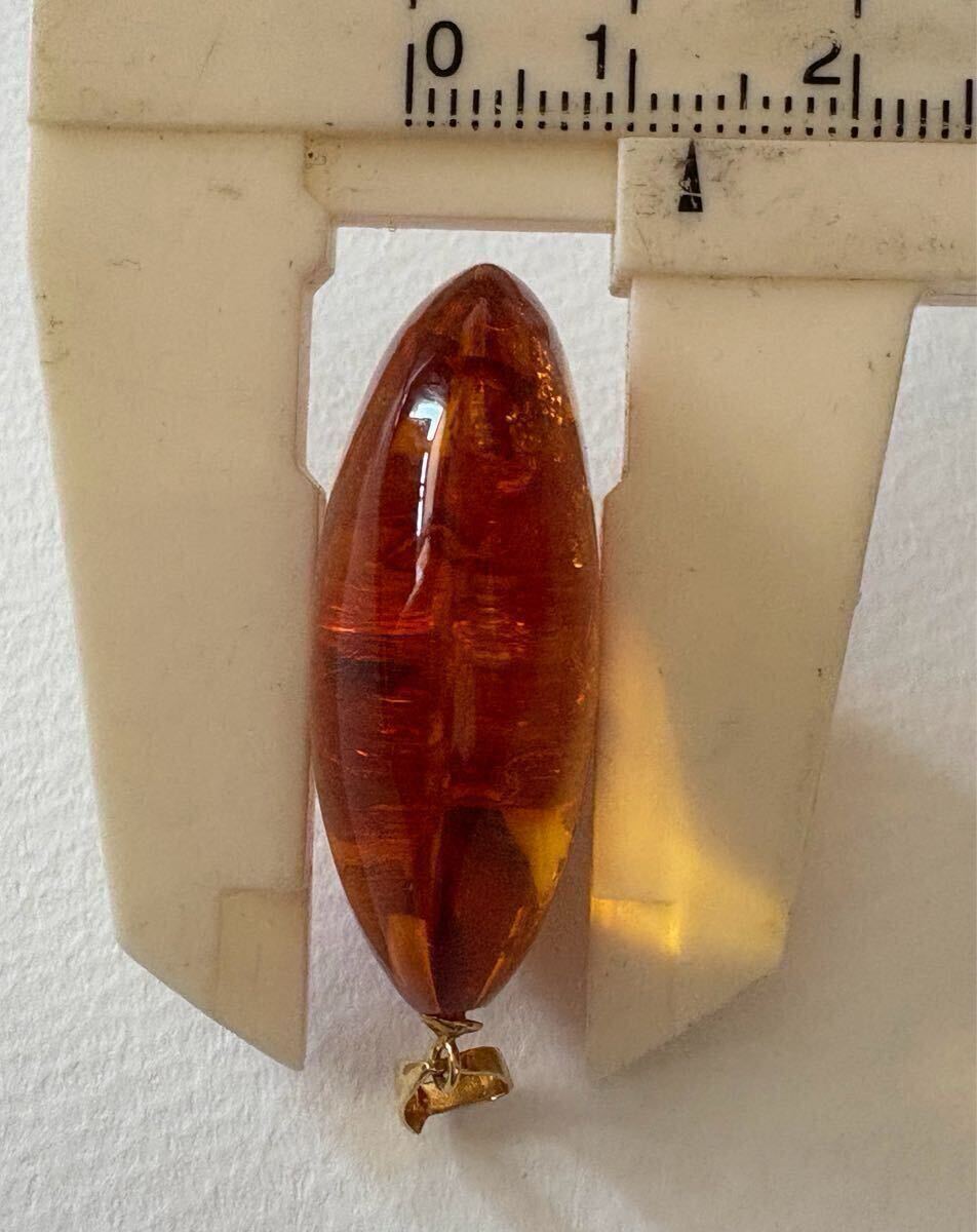 K18 琥珀？ペンダントトップ アンティーク アクセサリー k18刻印