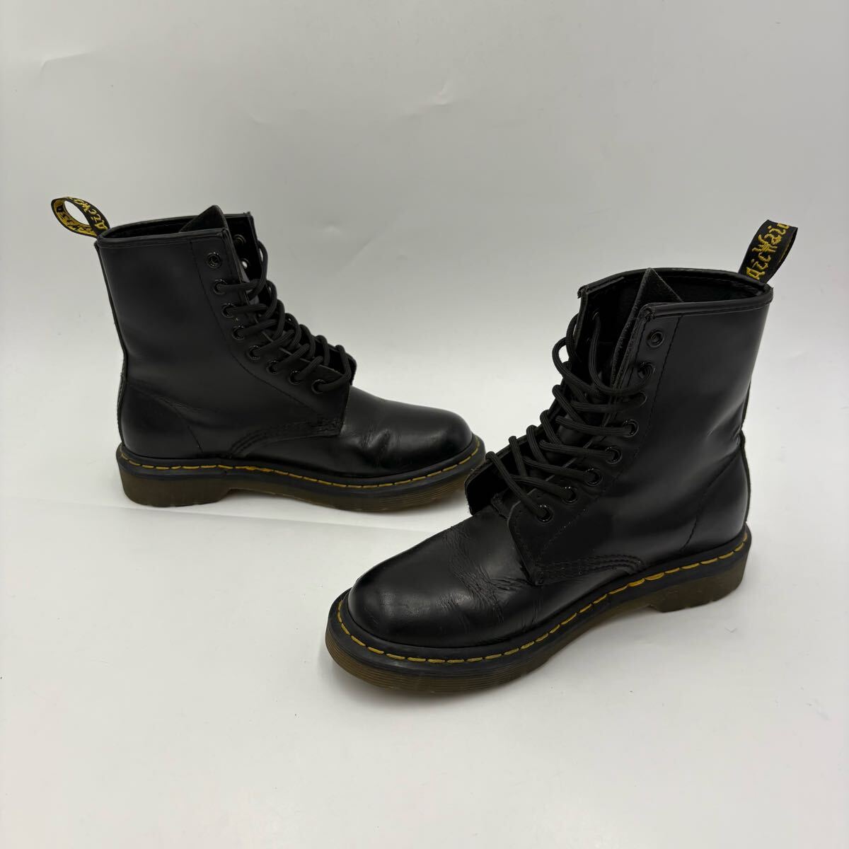 C ■ 洗練されたデザイン '人気 イエローステッチ' Dr.Martens ドクターマーチン 本革 8ホール レースアップ ブーツ UK5 24cm シューズ _画像5