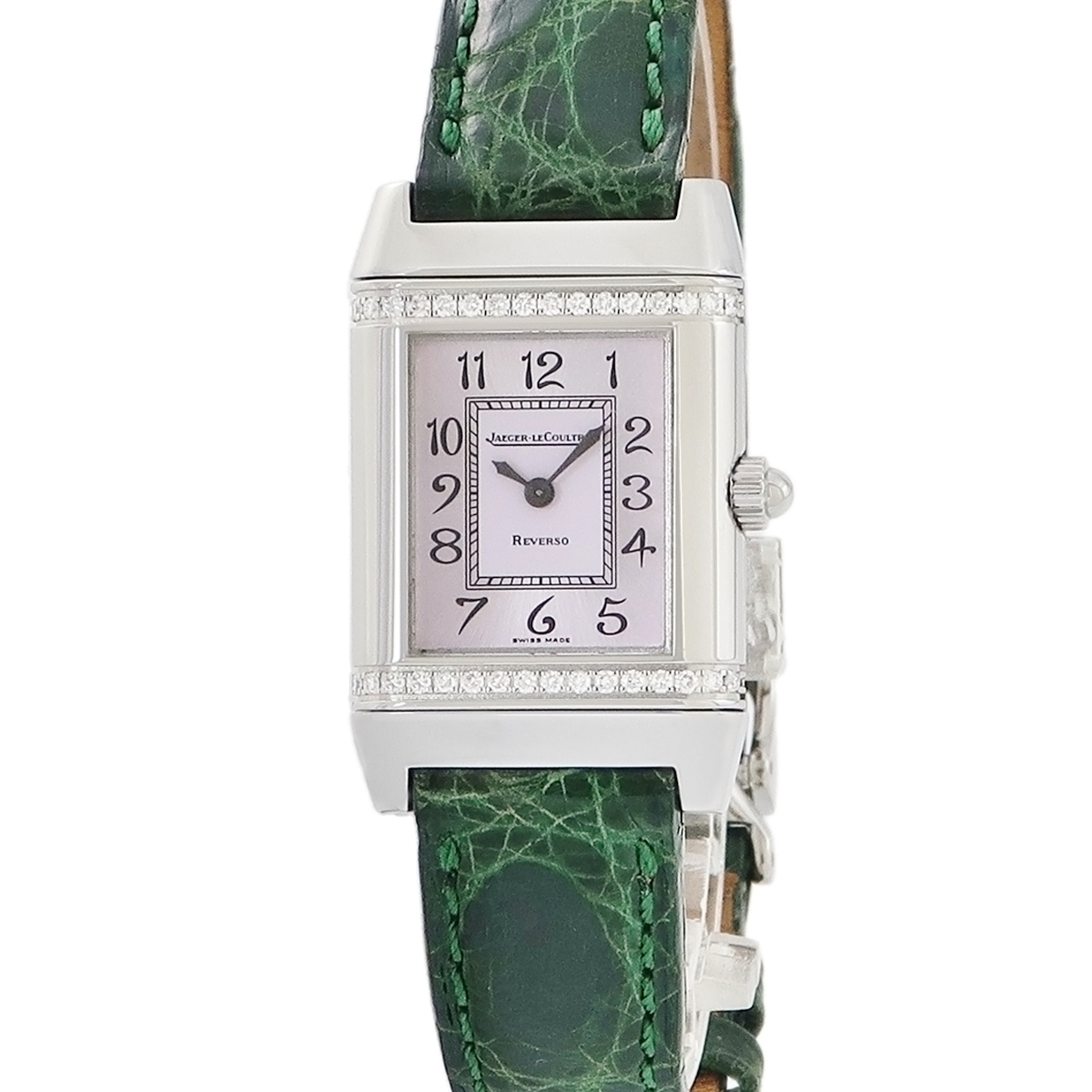 【3年保証】 ジャガールクルト レベルソ レディ 265.8.08 Q2658460 純正ダイヤ スクエア アラビア ピンク クオーツ レディース 腕時(shí)計(jì)