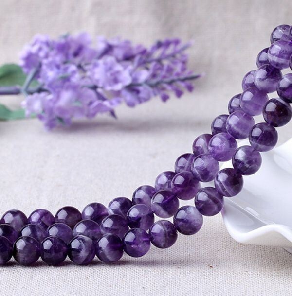 [EasternStar] 海外発送 7A 紫水晶 ドリーム アメジスト Amethyst 玉サイズ6mm 天然石 手作り 1連売り 長さ約40cm_画像2