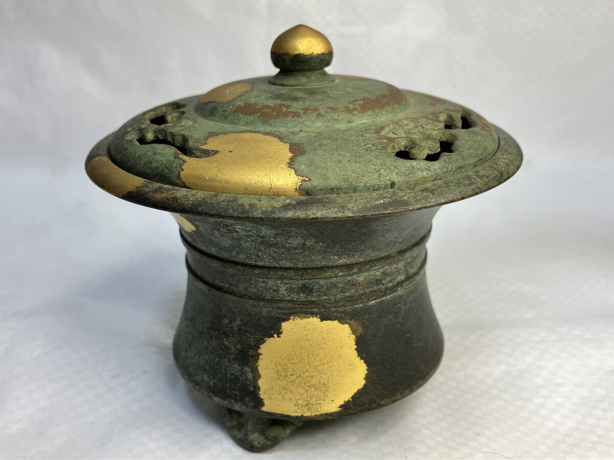 4世 秦蔵六 瑞雲 香炉 銅製 香道具 茶道具 青銅器 塗金銅 骨董品 4世 秦蔵六 瑞雲 香炉 銅製 香道具 茶道具 青銅器 塗金銅 骨董品