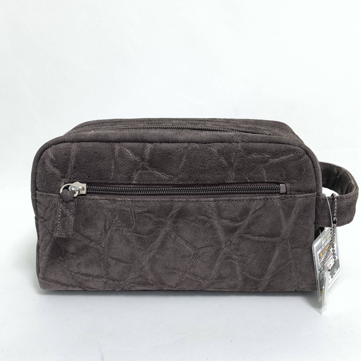 未使用品・JRA】エレファント(象革) ダブルファスナーバッグ 未使用品・JRA】エレファント(象革) ダブルファスナーバッグ