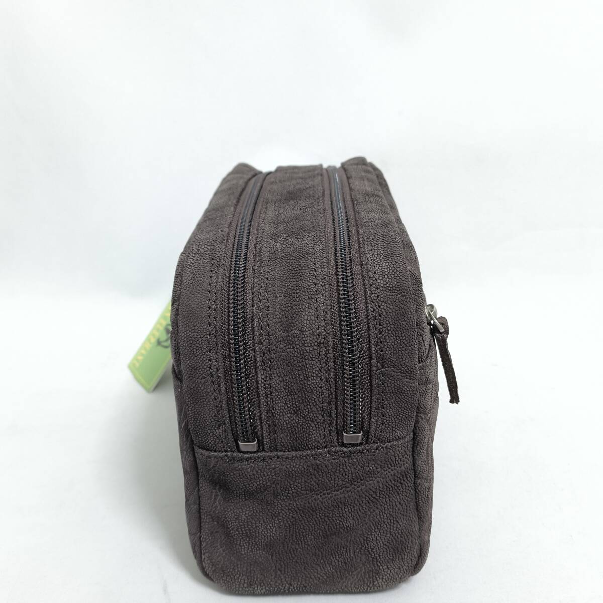 未使用品・JRA】エレファント(象革) ダブルファスナーバッグ 未使用品・JRA】エレファント(象革) ダブルファスナーバッグ